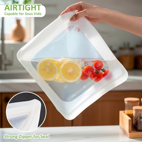100% Silicone Gallon Storage Bags (Translucent | Gallon-Size | 4 Pack)