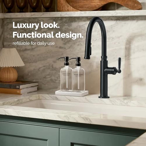 Glass Soap Dispenser Set (Clear Bottle / Matte Black Pump)
