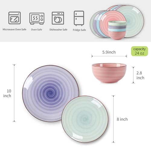 Ceramic Dinnerware Sets (Gradient Color / 12 Pieces)