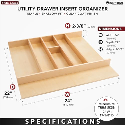 Trim-to-Custom-Fit Silverware Drawer Insert Divider Organizer (24" W / Shallow)