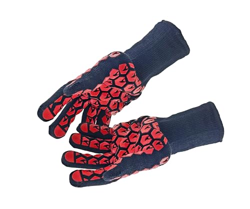 Heat Resistant Oven Glove (Black/Red / Regular Cuff (UPGRADE COMFORTABLE FIT))