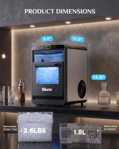 Nugget Ice Maker Countertop (Silver Gray / 44 lbs)