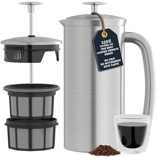 P7 French Press (32 oz / Brushed Stainless Steel)