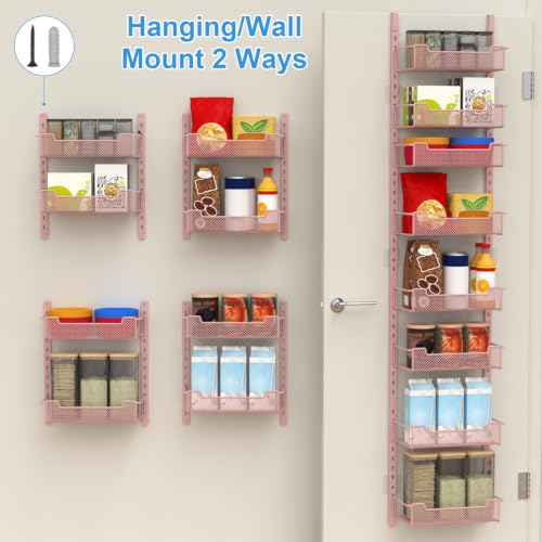 12.3" W Narrow Over the Door Pantry Organizer (Pink / 12.3"W 8-Tier)