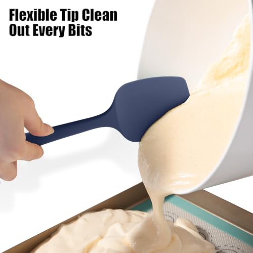 600°F Heat Resistant Silicone Large Spoon (11.4in (Spoon Spatula) / Navy Blue)