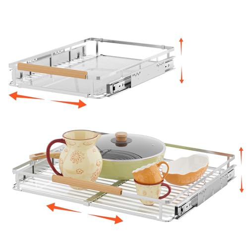 2Pack Expandable Pull Out Cabinet Organizer (Large, 17.1~28''W x 22.5''D/Side-Mount / 2 Pack)