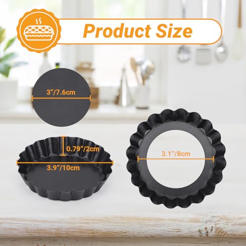 4 Inch Mini Quiche Pan Set of 6 (Black-Round-6 pack / 4 Inch)