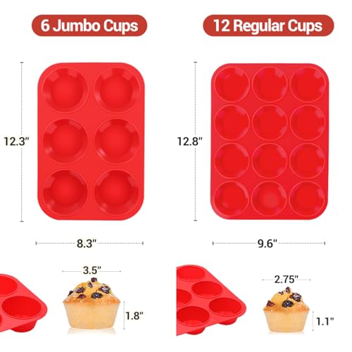 Silicone Muffin Pan (12-Cup Regular & 6-Cup Jumbo)