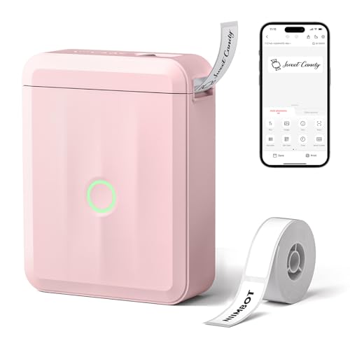 D110 Mini Label Maker Machine with Tape for Home School (Pink / Printer + 1 Tape)