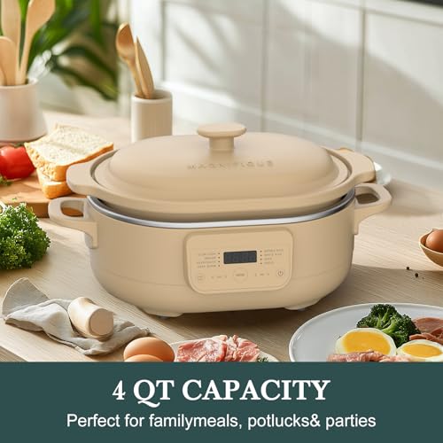 MAGNIFIQUE 4 Quart Programmable Casserole Slow Cooker (4 Quarts / Brown)