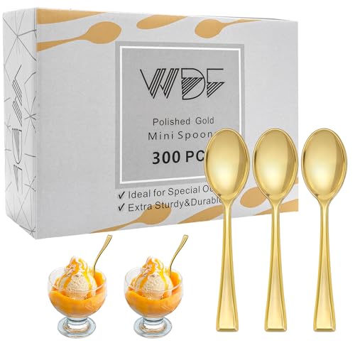 300PCS Plastic Gold Mini Spoons (Gold / Mini Spoons)