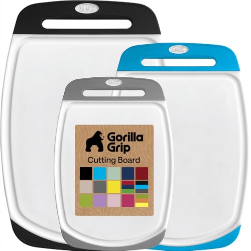 BPA Free Reversible Cutting Board (Gray/Black/Aqua / Large (Pack of 3))