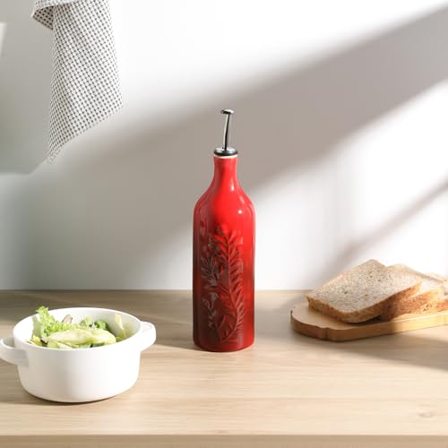 Sweejar Large Olive Oil Dispenser Bottle with Spout (Gradient Red / Patterned styles)
