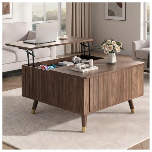 Lift Top Coffee Table with Storage for Living Room (Walnut Brown)