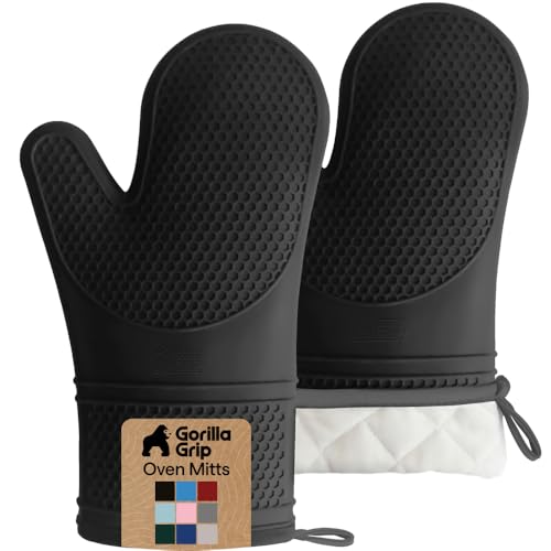Silicone Oven Mitts (Black / 12.5" Oven Mitts)