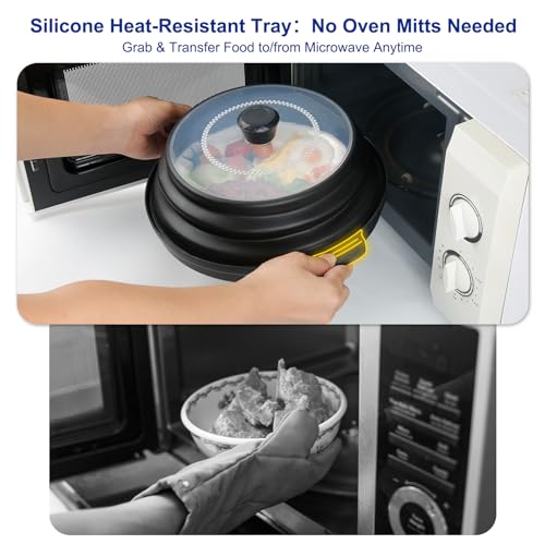 Microwave Splatter Cover for Food with Handle &Heat (Transparent)