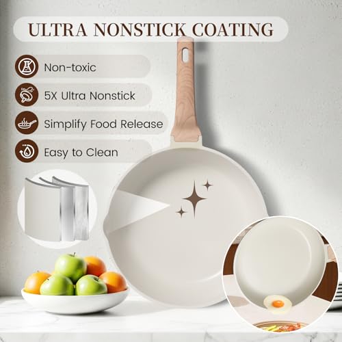 16Pcs Ceramic Pots and Pans Set Non Stick (Ceramic White / 16 Piece)