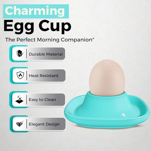 Soft Boiled Egg Cups (4 Pack / Square Style, Blue)