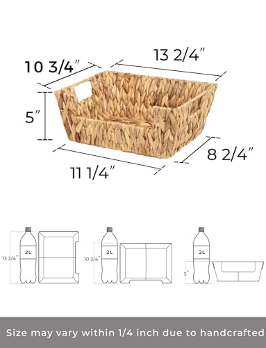 Pantry Baskets for Organizing (Natural(Water Hyacinth) / 13 ½"L x 10 ¾"W x 5"H)