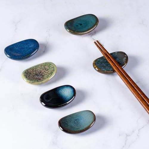 Ceramic Chopsticks Holder Chopstick Rest Spoon Fork Stand Holder Set of 6