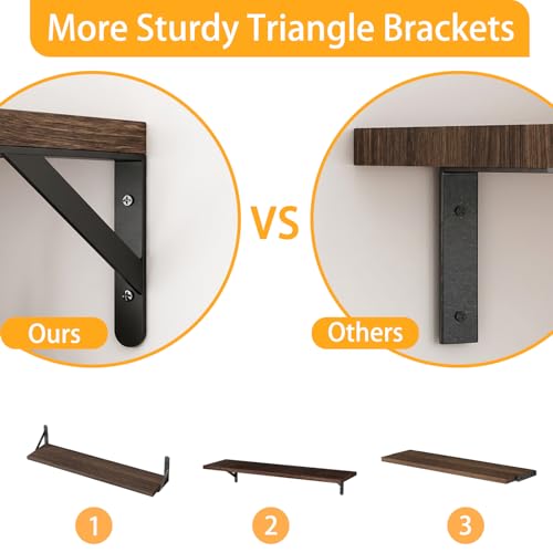 23.6in Floating Shelves for Wall Home Decor (Brown / 23.6 x 6.1 x 0.59 inches)