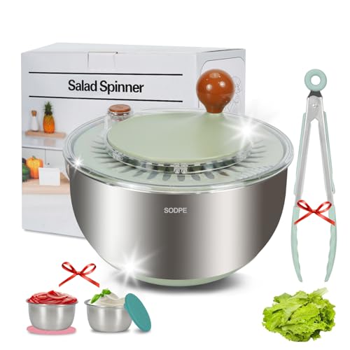 Stainless Steel Salad Spinner Large (Green)