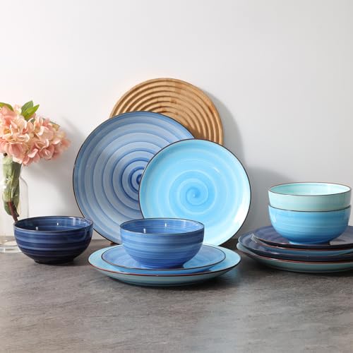 Ceramic 16 Pieces Dinnerware Set (Gradient Blue / 16 Pieces)