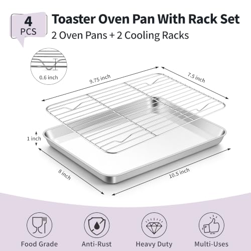 Stainless Steel Toaster Oven Pan with Rack Set