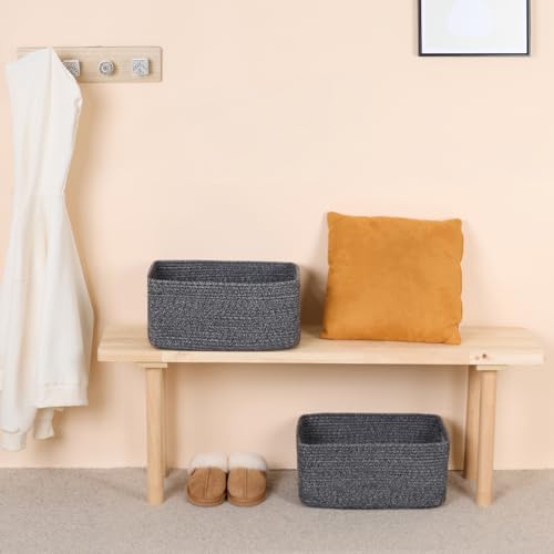 Large Storage Baskets for Shelves (2pcs-L17×W13×H7.5" / Dark Gray)