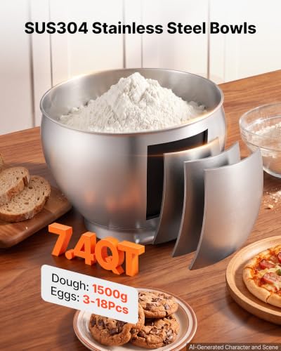 7.4 Qt Tilt Head Stand Mixer 500W Electric Dough Mixer (7.4 QT)