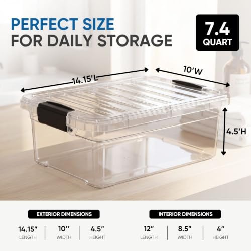 7.4 Quart Clear Plastic Storage Bin with Lid (7.4 Qt)