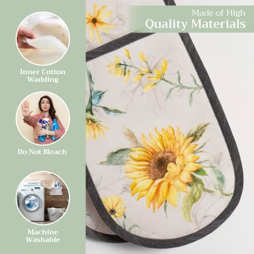 Double Oven Mitts 100% Cotton Double Oven Glove (057 - Candice / 7" x 35" (Double Oven Mitt))