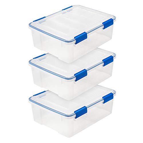 3 Pack 26.5 Qt Storage Bins with Gasket Lids (27 Qt. - 3 Pack)