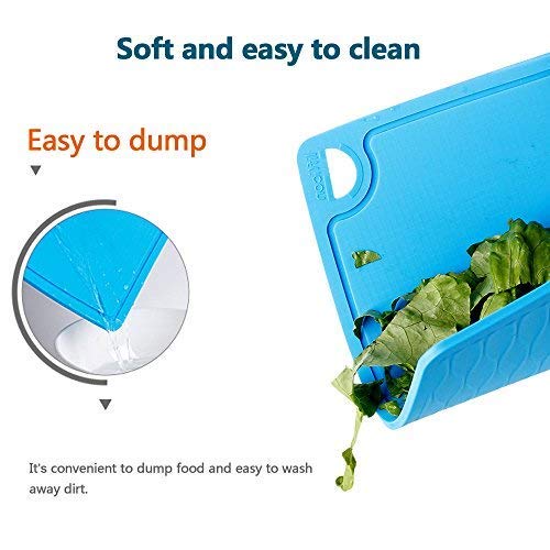 Extra Large Thick Silicone Cutting Boards for Kitchen 14.6'' x 10.43'' Flexible Cutting Chopping Boards (14.6"L x 10.4"W / Blue)