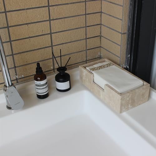 Natural Travertine Napkin Holder 9.8"x4.9"x2.8" (9.8" × 4.9" × 2.8" - Guest Towel)