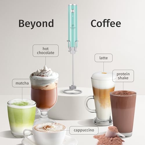 Rechargeable Milk Frother Handheld (Lux Blue Teal / Rechargeable Z1 Motor Max)