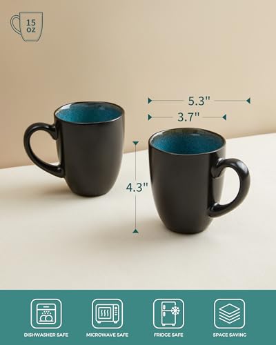 Coffee Mug 15oz (Irregular - Green Black / 4 Count (Pack of 1))