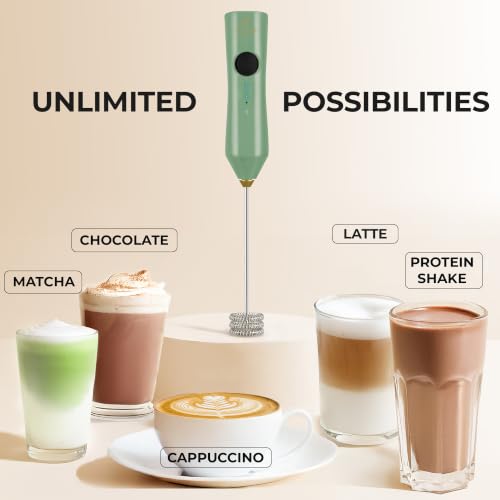 Rechargeable Milk Frother Handheld (ZK Dynamic Tornado Green Gold / Rechargeable Z1 Motor Max)