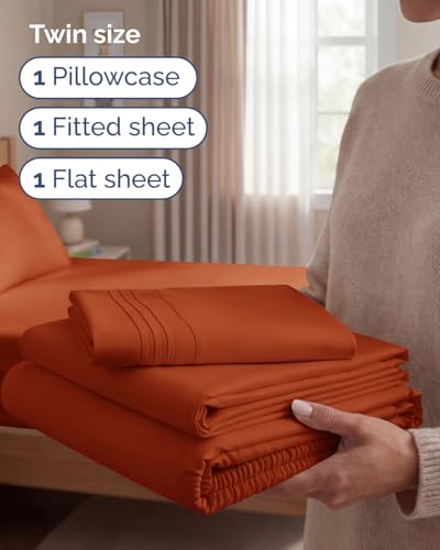 Twin Size 3 Piece Sheet Set (26 - Terracotta / Twin)
