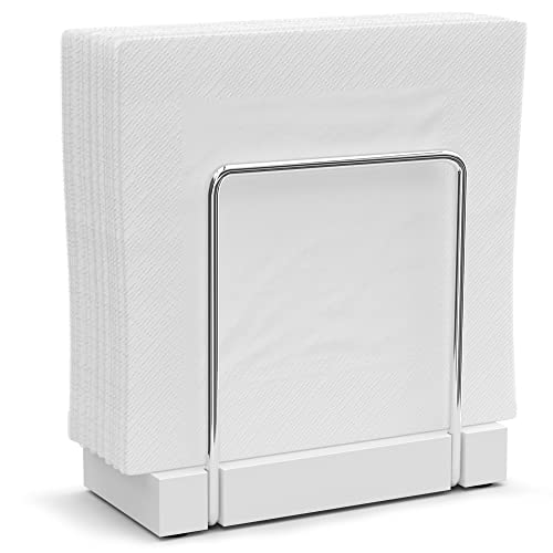 Napkin Holder for Table (Silver/White / 5.78 x 2.51 x 5.04 inches)