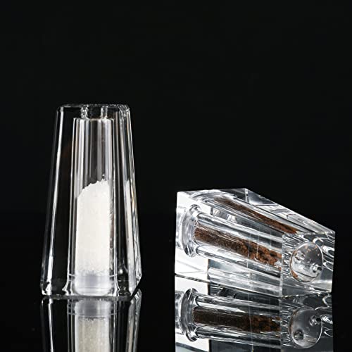 Salt and Pepper Shaker Set Spice Dispenser Refillable Design Cut Crystal Seasoning Shaker Kitchen Decor for Cooking Table (T-02)