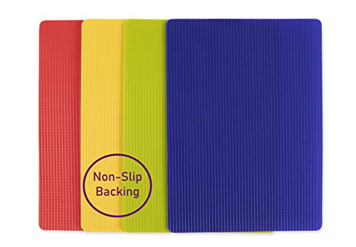 Heavy Duty Grippmat Flexible Cutting Board Set of Four 8 x 11 inches (8 x 11 inches / Blue, Green, Yellow and Red)