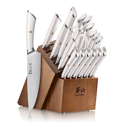 ELBERT Series German Steel Forged Knife Block Sets (20-Piece / White)