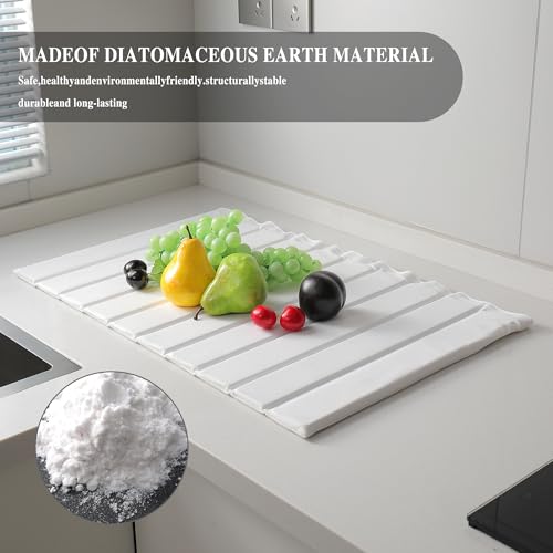 Stone Drying Mat for Kitchen Counter (White / 24.8" x 15.7")