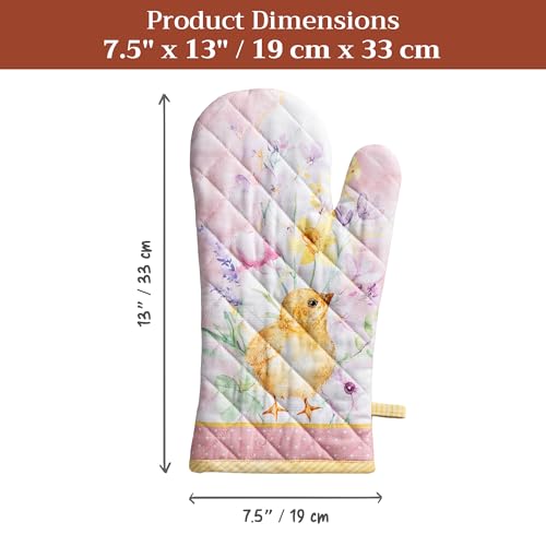 Maison d'Hermine Oven Gloves 100% Cotton Oven Mitt (095 - Easter Zest / 7.5" x 13" (Oven Mitt))