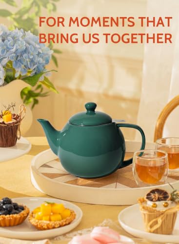 Porcelain Teapot 27 oz with Infuser for Loose Leaf Tea (Sage Green / 27oz (with infuser))