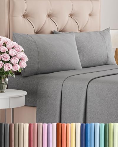 Cal King Size 4 Piece Sheet Set (40 - Heathered Grey / California King)