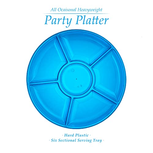 6 Sectional Round Plastic Serving Tray (Blue)