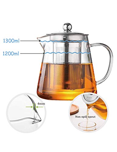 Glass Teapot with Infuser Tea Pot 1300ml (43 fl oz)