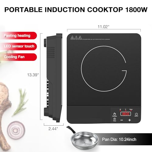 Portable Induction Cooktop 1800W (11 Inch Black)